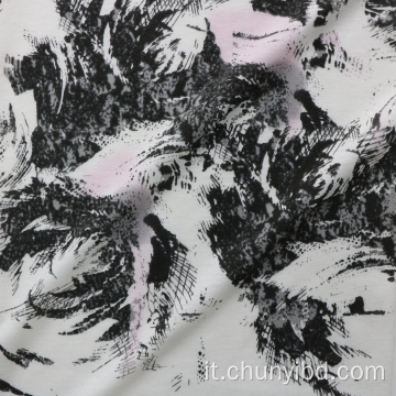 Tessuto misto in stile cinese Poly65%/Cotton35% Modello di pittura del paesaggio stampato tessuto per maglietta per maglietta/camicetta